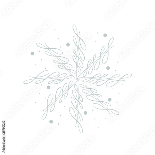 Snowflake ornate isolated element. Vector abstraction for New Year Decoration.