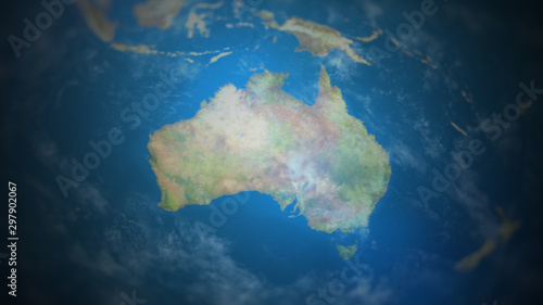 View of Australia on a world map