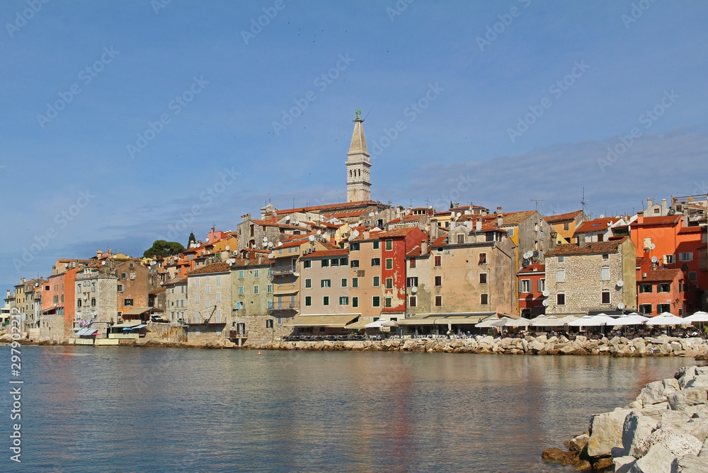 Wonderful romantic old town of Rovinj in Croatia, Adriatic coast, Istra region. Popular travel destinations.