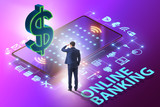 Online banking concept with businessman