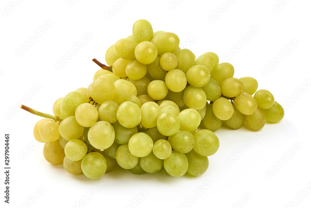 Fresh green grapes, isolated on white background