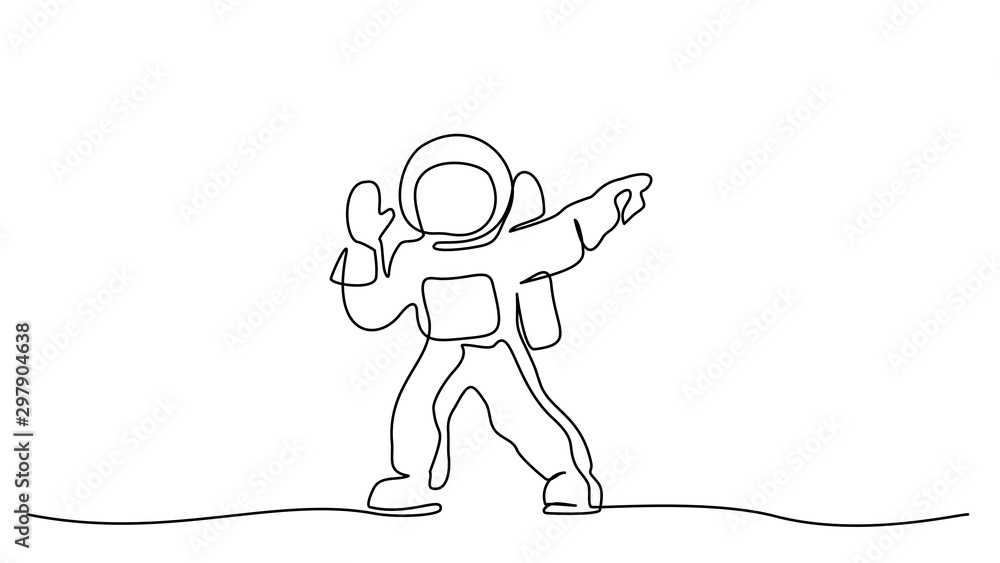 Astronaut logo one continuous line drawing Vector Astronaut logo one continuous line drawing Vector
