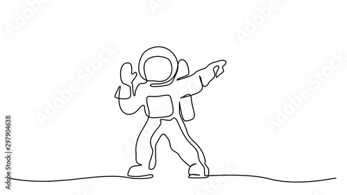 Astronaut logo one continuous line drawing Vector