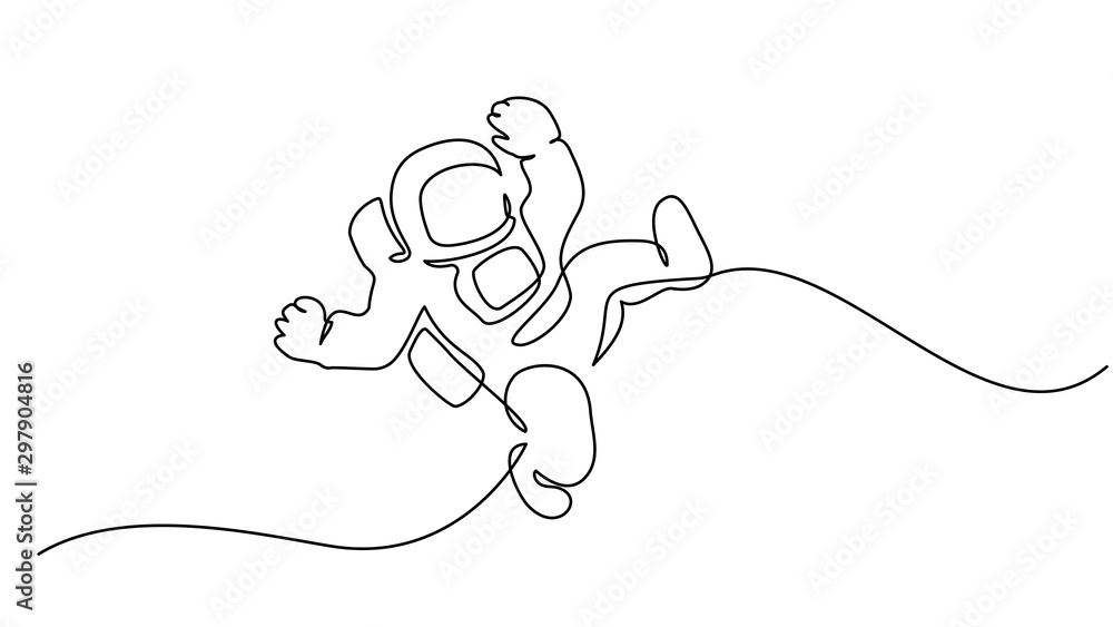 Astronaut logo one continuous line drawing Vector Astronaut logo one continuous line drawing Vector