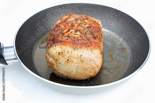 Fotografie Browning Pork Roast in Skillet in preparation for Crockpot Pot Roast