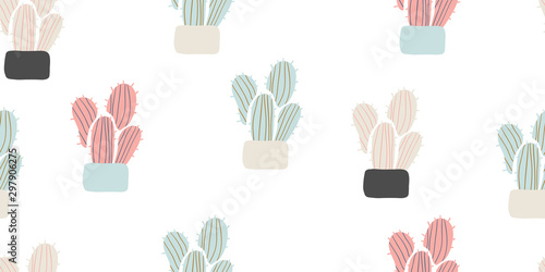 Seamless pattern with cactuses, succulents © tanya