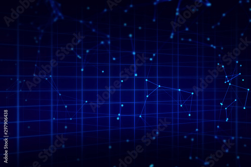 ai network social online internet, machine deep learning and data cloud storage digital grid futuristic, background 3d illustration rendering