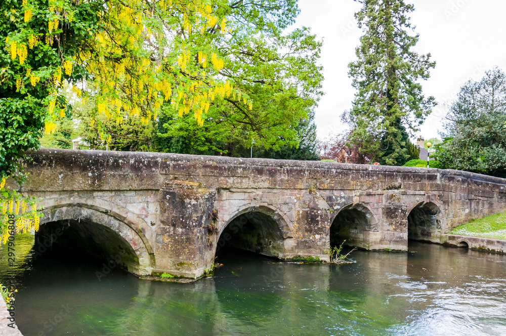 Salisbury, Steinbrücke, Fluss, Wiltshire, Südengland, Frühling, Spazierweg, Kathedrale, Altstadt, England