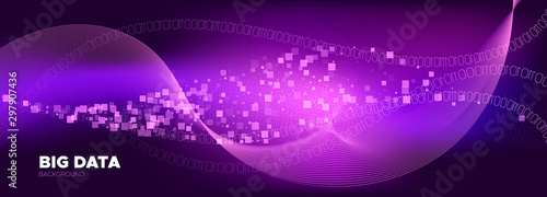 Particle Future. Purple Big Data Analysis. Neon 