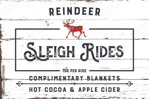 Reindeer Sleigh Rides Sign with Shiplap Design