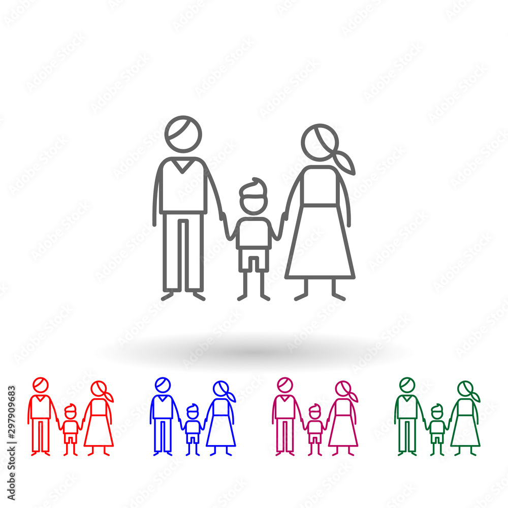 Family, parents, baby multi color icon. Simple thin line, outline vector of family life icons for ui and ux, website or mobile application Family, parents, baby multi color icon. Simple thin line, outline vector of family life icons for ui and ux, website or mobile application