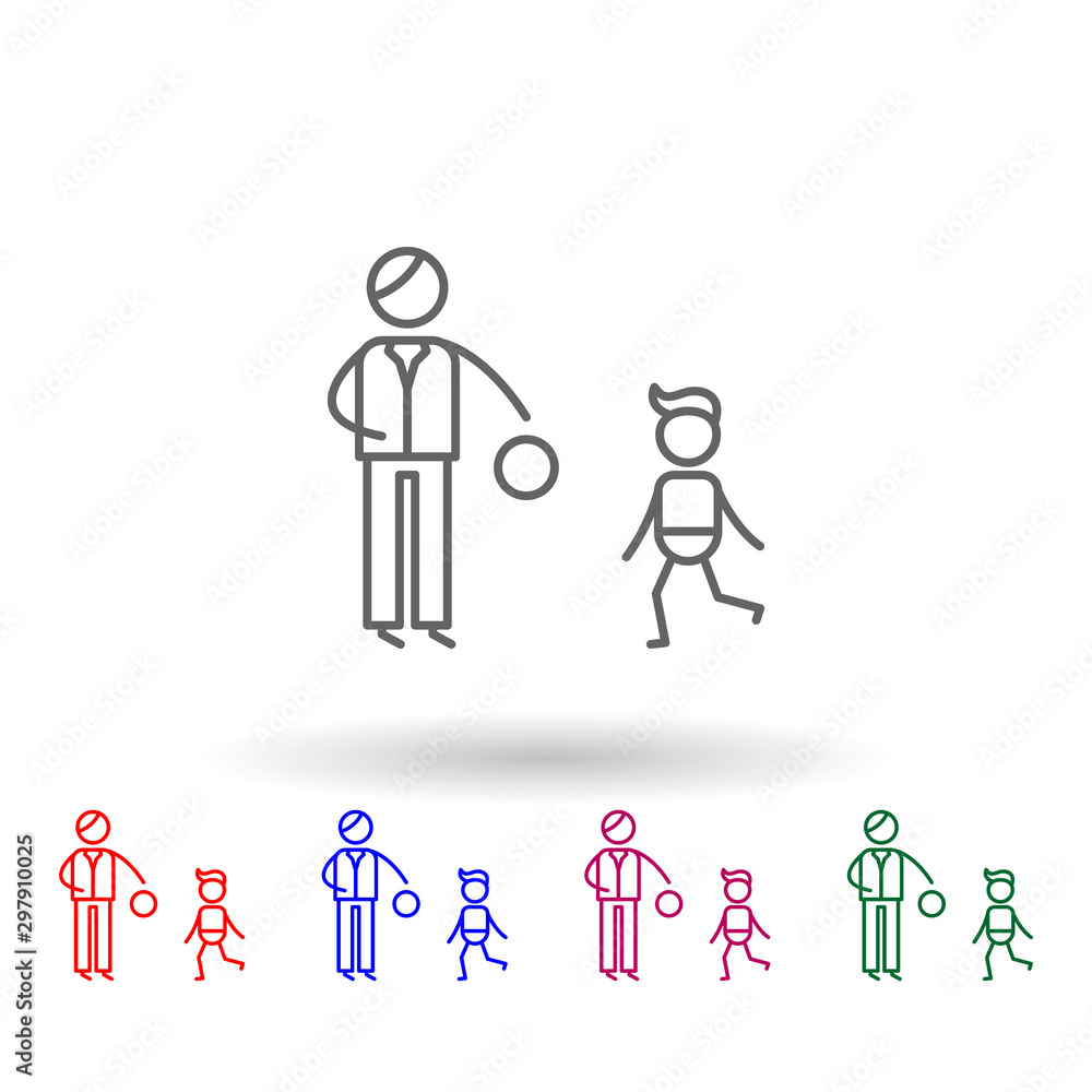 Fatherhood, family multi color icon. Simple thin line, outline vector of family life icons for ui and ux, website or mobile application Fatherhood, family multi color icon. Simple thin line, outline vector of family life icons for ui and ux, website or mobile application