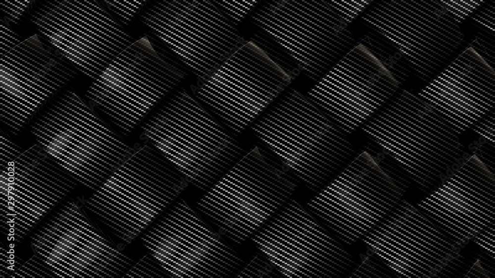 Carbon fiber mesh background, 3d render illustration. - obrazy, fototapety, plakaty 