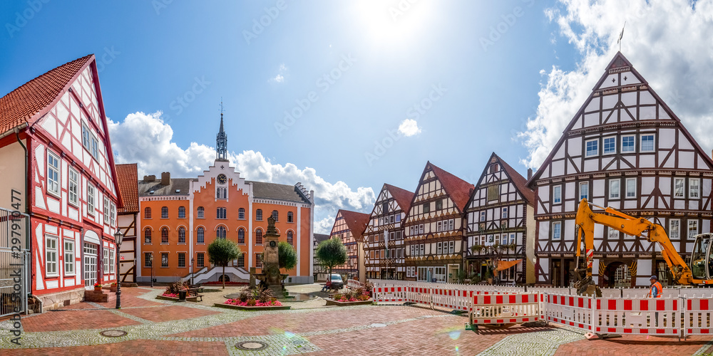 Rathaus und Marktplatz, Hofgeismar, Hessen, Deutschland 