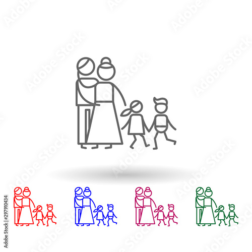 Parenthood, children multi color icon. Simple thin line, outline vector of family life icons for ui and ux, website or mobile application