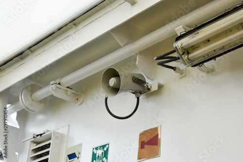 White vintage speaker on a ferry in Croatia