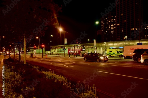 traffic in the city at night