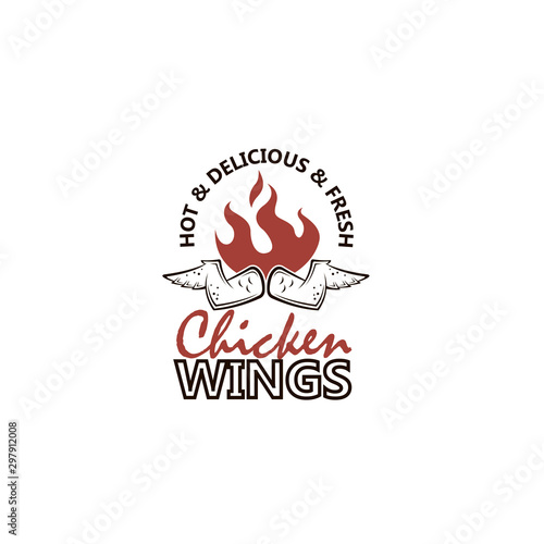 illustration of chicken wings with flame isolated on white background