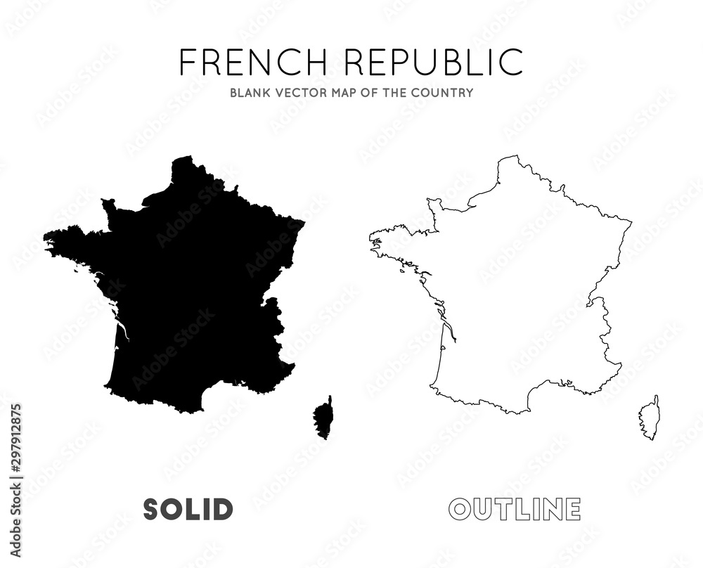 France map. Blank vector map of the Country. Borders of France for your infographic. Vector illustration.