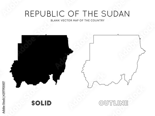 Sudan map. Blank vector map of the Country. Borders of Sudan for your infographic. Vector illustration.