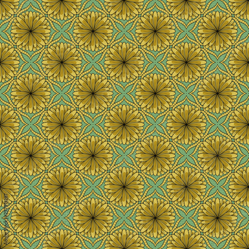 Geometric tiled floral seamless pattern