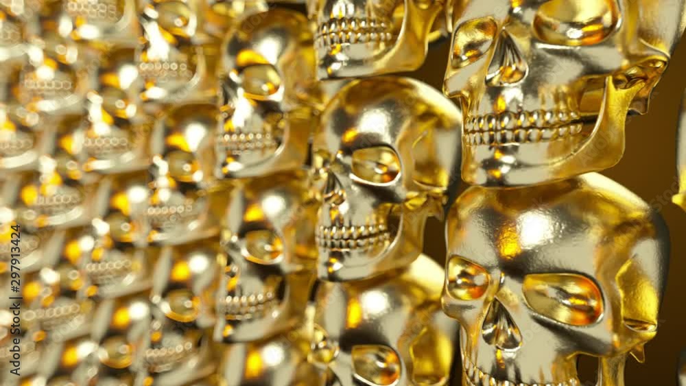 Wall of gold textured skulls Wall of gold textured skulls
