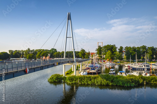 Fototapeta Naklejka Na Ścianę i Meble -  Marina and pier in Gizycko on Lake Niegocin. Gizycko, Masuria, Poland.