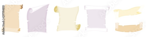 selection of different paper. papyrus and scrolls