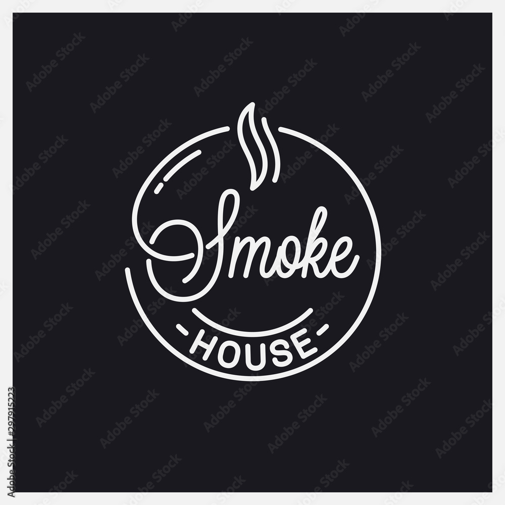 Smoke house logo. Round linear logo of smokehouse Smoke house logo. Round linear logo of smokehouse