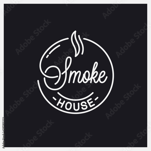 Smoke house logo. Round linear logo of smokehouse