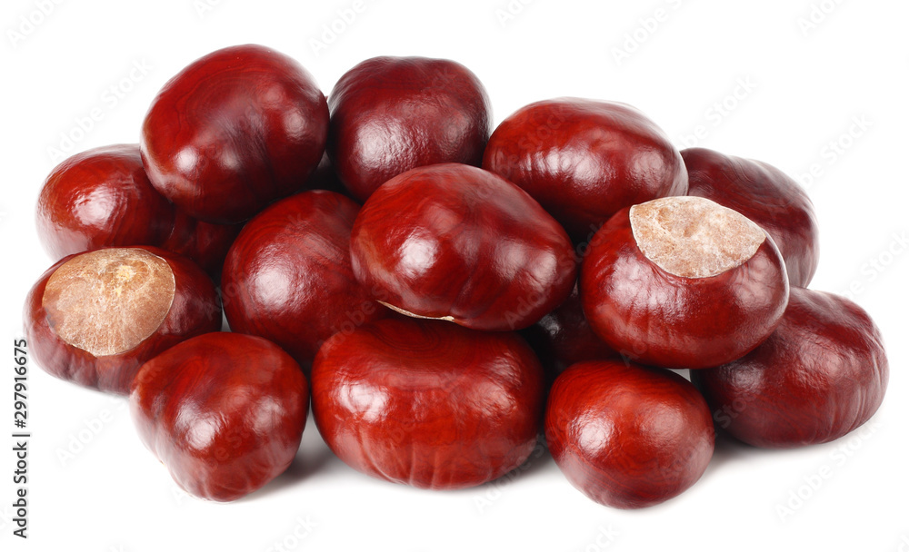 chestnuts isolated on a white background. Healthy chestnuts isolated on a white background. Healthy
