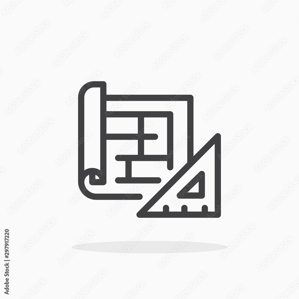 Blueprint icon in line style. Blueprint icon in line style.