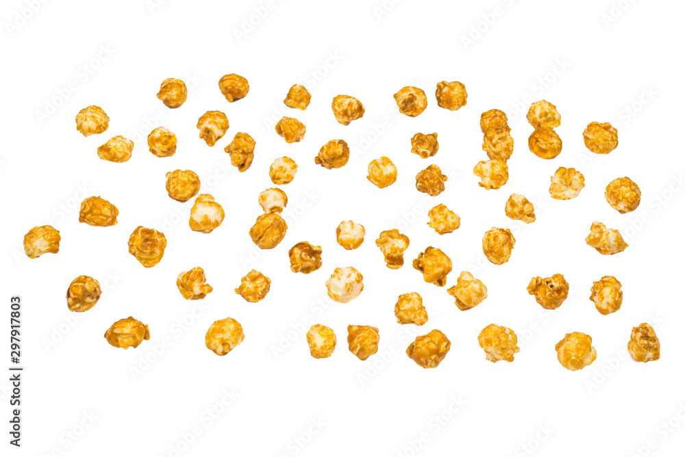 Caramel pop corn isolated on white background. Caramel pop corn isolated on white background.
