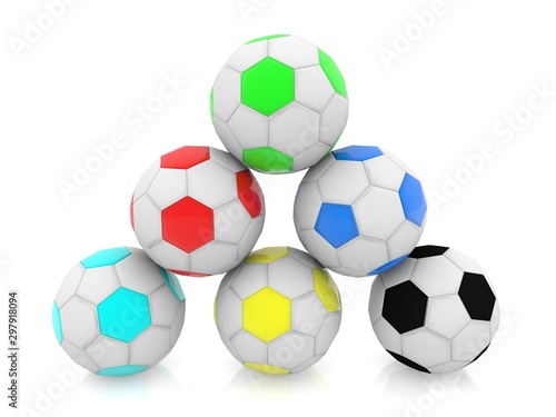 Pyramid of colored soccer balls
