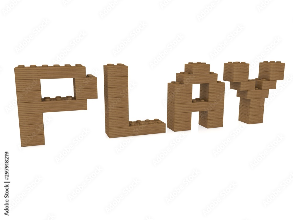 Play concept on wood toy bricks