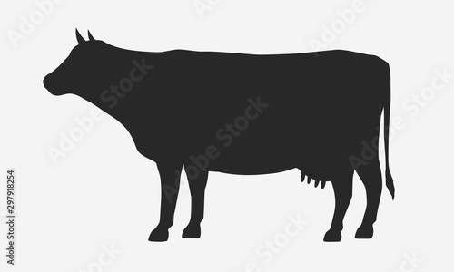 Cow silhouette isolated on white background. Vector Cow icon.