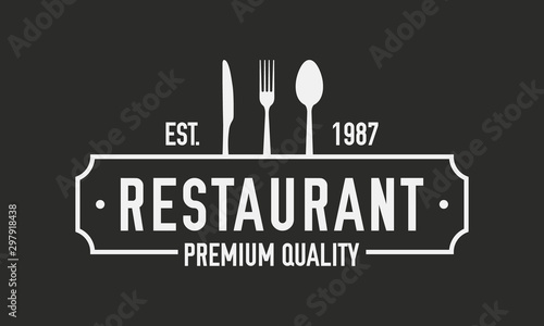 Restaurant luxury logo. Restaurant logo template with spoon, fork and knife. Vector illustration