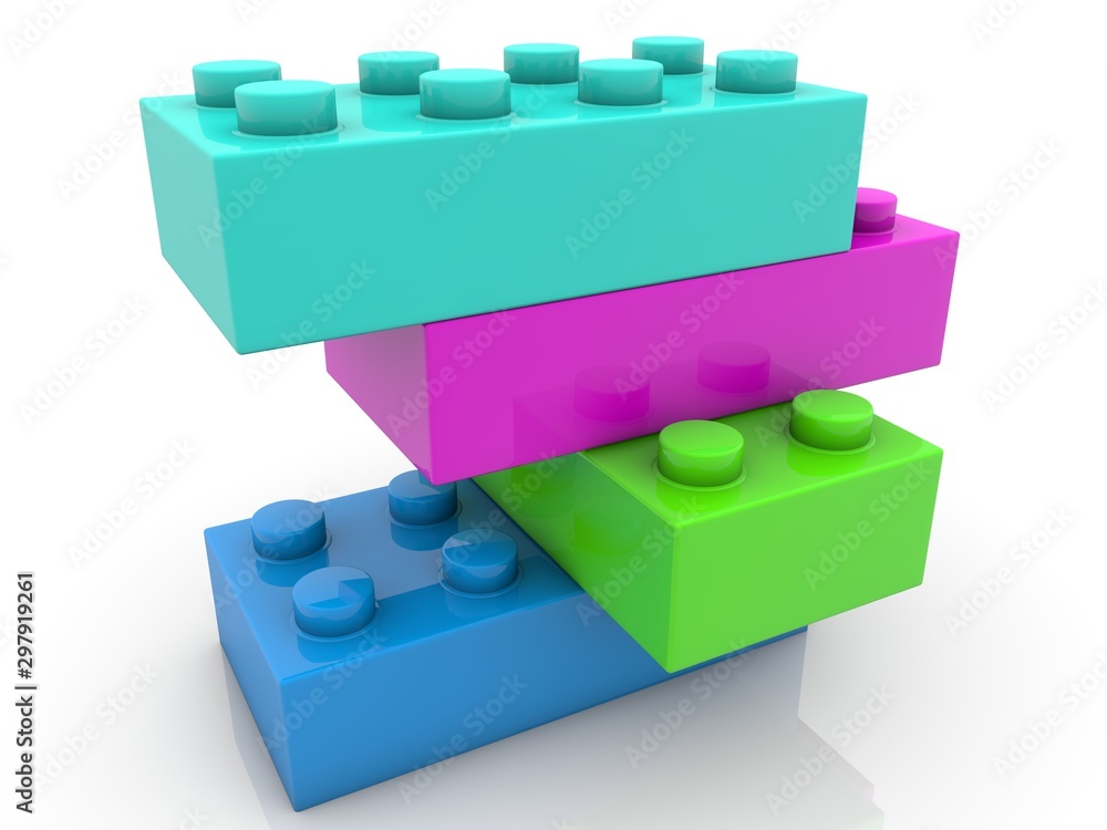 Naklejka premium Tower of colorful toy bricks