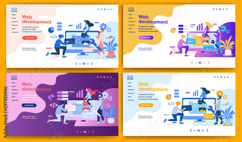 Template for lan landing page, website, presentation or banner on the topic Web Development...Digital flyer, also can be print advertising. Vector illustration...