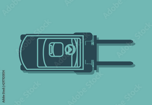 Forklift top view vector