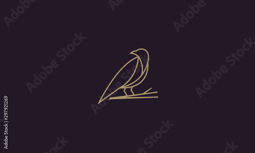 line art raven logo design