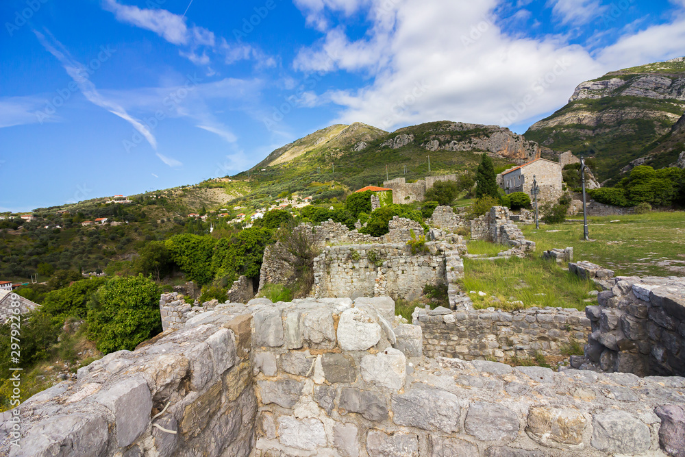 Stari Bar (Old Bar), Montenegro, the different view of the ancient city fortress, an open-air museum and the largest and the most important Medieval archaeological site in the Balkans, archaeologicall