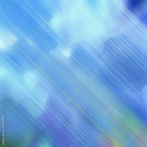 diagonal speed lines background or backdrop with corn flower blue, pale turquoise and strong blue colors. good for design texture. square graphic © Eigens