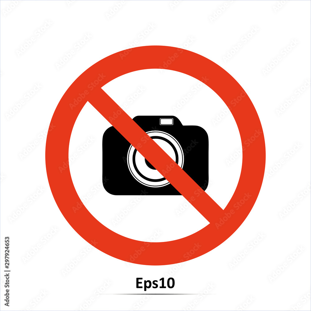 No photography sign, vector illustration. Red prohibition sign. Stop symbol. No photography sign, vector illustration. Red prohibition sign. Stop symbol.