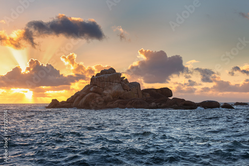 Illote Falcoeiro at sunset. Galicia  Spain