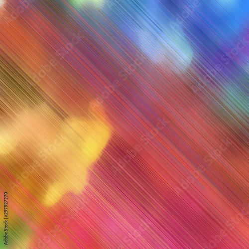 diagonal speed lines background or backdrop with moderate red, corn flower blue and sandy brown colors. dreamy digital abstract art. square graphic