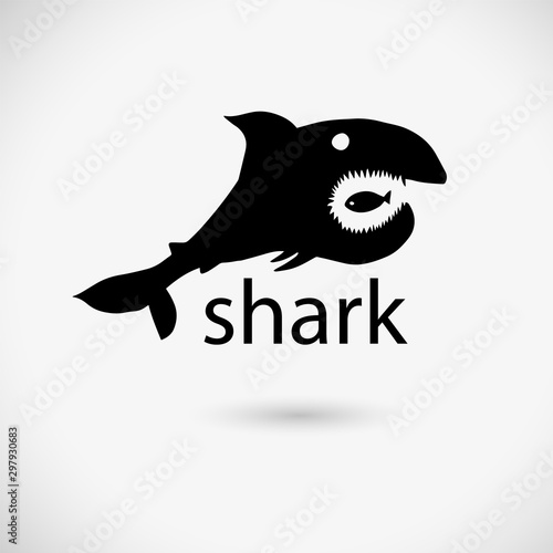 The silhouette of the shark is terrible. Vector illustration