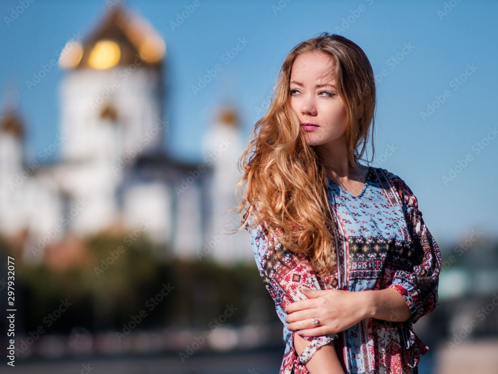 Fototapeta premium Portrait of Young Caucasian Girl