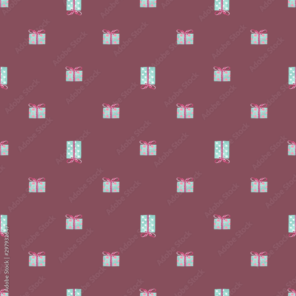 Christmas holiday present composition. Gift, christmas new year and sale concept seamless pattern