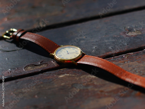 closeup of old wristwatch